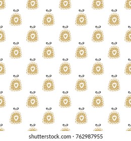Hand drawn seamless pattern with Christmas Balls. Vector illustration in scandinavian style.