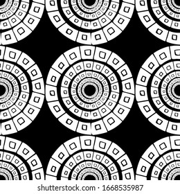 Hand drawn seamless pattern with circle frames. Vector illustration. EPS 10