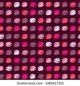 Hand drawn seamless pattern with circles, dots. Trendy endless geometric background. Tiling repeat ink texture