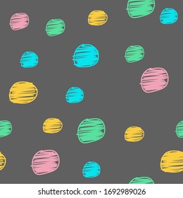 Patrón sin fisuras dibujado a mano con círculos, puntos. Fondo geométrico moderno e interminable. Textura de tinta de repetición de inclinación