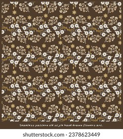 Hand drawn Seamless pattern of classic style botanical pattern art,textile artprint,asian art pattern.