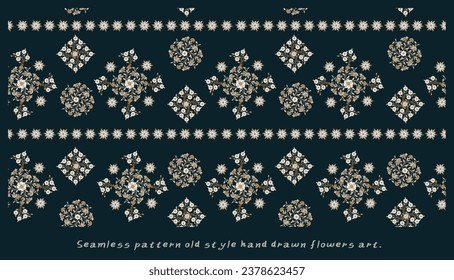 Hand drawn Seamless pattern of classic style botanical pattern art,textile artprint,asian art pattern.
