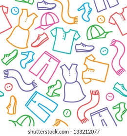 Hand Drawn Seamless Pattern With Clothes And Shoes