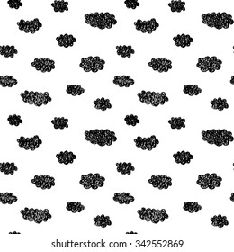 Hand drawn seamless pattern with clouds