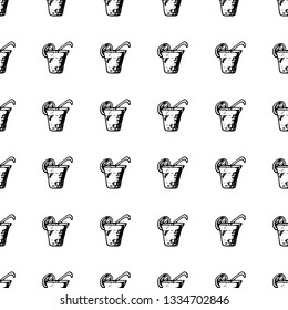 Hand Drawn seamless pattern cocktail doodle. Sketch style icon. Decoration element. Isolated on white background. Flat design. Vector illustration.