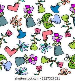 Patrón sin fisuras dibujado a mano con diseño vectorial de flores coloridas. Perfecto para impresiones textiles