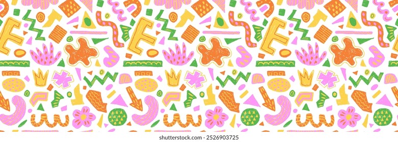 Dibujado a mano sin patrón de Formas geométricas abstractas coloridas y formas. Vector colección de figura de textura contemporánea en estilo doodle. Elemento de diseño perfecto para el Anuncio, impresión, decoración