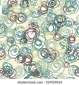 Hand drawn seamless pattern with colorful doodle swirls