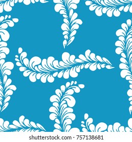 A hand drawn seamless pattern with colorful branches. Vector background made of simple doodles. Tangle pattern, boho style texture for clothes print. Floral vivid abstract wave ornament