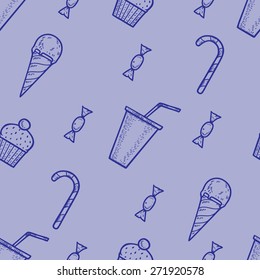 Hand drawn seamless pattern with confection