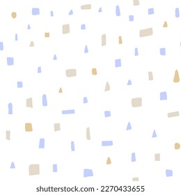 Patrón de mano sin fisuras con confeti en forma rectangular y triangular, ilustración para la decoración del hogar, diseño interior, papel pintado, moda infantil, diseño de portada impreso, ducha de bebé y decoración