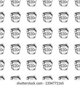 Hand Drawn seamless pattern cook book doodle. Sketch style icon. Decoration element. Isolated on white background. Flat design. Vector illustration.