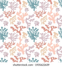 Hand drawn seamless pattern with corals. Beautiful colors in eps 10.