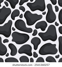 Hand drawn Seamless pattern of cow skin, Detail skin of cow, cartoonish black and white cow pattern