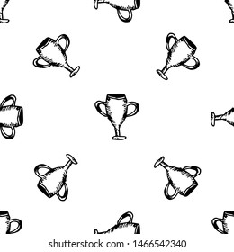 Hand Drawn seamless pattern cup doodle. Sketch style icon. Decoration element. Isolated on white background. Flat design. Vector illustration.