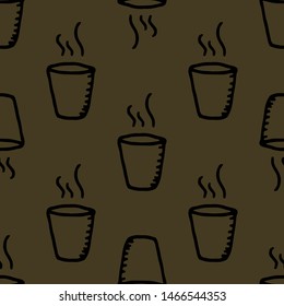 Hand Drawn seamless pattern cup doodle. Sketch style icon. Decoration element. Isolated on white background. Flat design. Vector illustration.