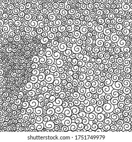 Hand drawn seamless pattern with curl, tendril and wave. Vector illustration 