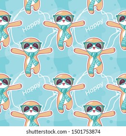 hand drawn seamless pattern cute sloth