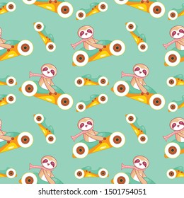 hand drawn seamless pattern cute sloth
