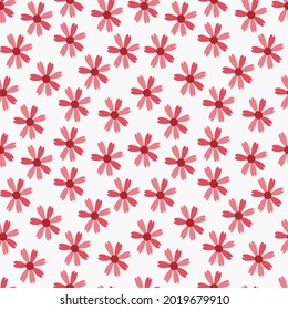 Hand drawn seamless pattern of cute pink flowers.