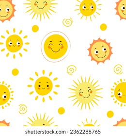 Patrón sin fisuras dibujado a mano con una linda ilustración solar en estilo de dibujos animados