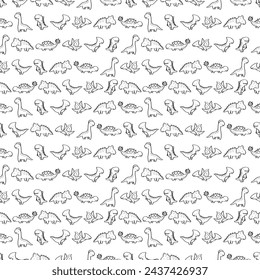 Hand Drawn Seamless Pattern Cute Dino