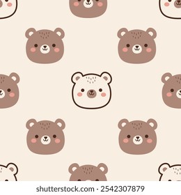 Dibujado a mano sin patrón con lindo oso. Fondo infantil de los animales de la historieta. diseño para la tela, envoltura, materia textil, Fondo de pantalla, ropa, pijamas y más