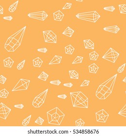 Hand drawn seamless pattern with diamonds crystals.