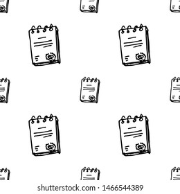 Hand Drawn seamless pattern document doodle. Sketch style icon. Decoration element. Isolated on white background. Flat design. Vector illustration.