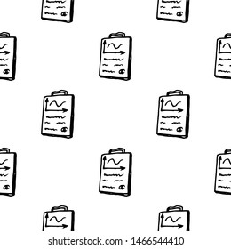 Hand Drawn seamless pattern document doodle. Sketch style icon. Decoration element. Isolated on white background. Flat design. Vector illustration.