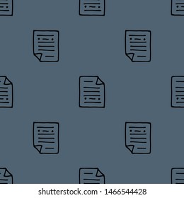 Hand Drawn seamless pattern document doodle. Sketch style icon. Decoration element. Isolated on white background. Flat design. Vector illustration.