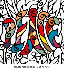 Hand drawn seamless pattern of doodles elements in the form of inscriptions on monochrome background. Peace.