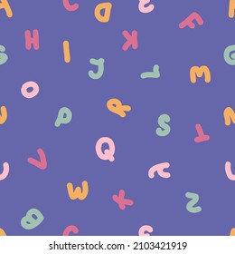 Hand drawn seamless pattern with english letters. Perfect for T-shirt, postcard, textile and print. Doodle vector illustration for decor and design. 

