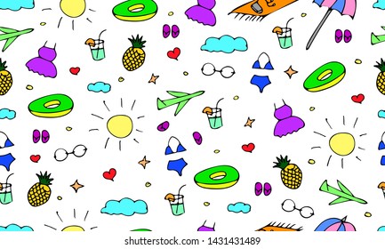 Hand drawn seamless pattern "enjoy summer"