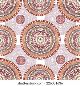 Hand drawn seamless pattern in ethnic style.  All objects are conveniently grouped  and are easily editable.