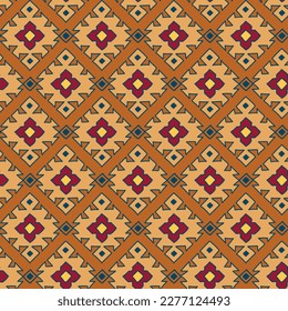 estilo étnico sin fisuras dibujado a mano, adorno tradicional, ilustración vectorial de color natural