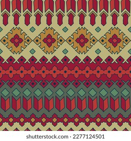 hand drawn seamless pattern ethnic style, traditional ornament, colored vector illustration