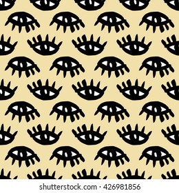 The hand drawn seamless pattern with eyes. Vector background for your design.
