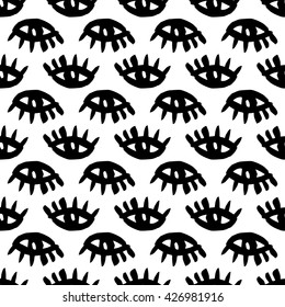 The hand drawn seamless pattern with eyes. Vector background for your design.
