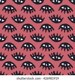 The hand drawn seamless pattern with eyes. Vector background for your design.
