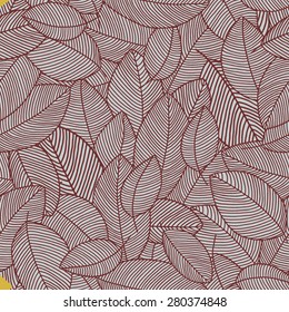 Hand drawn seamless pattern of fallen leaves. Vector illustration