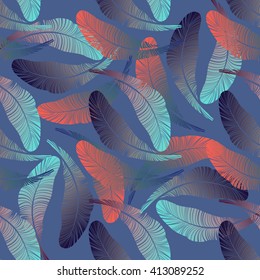 Hand drawn seamless pattern with Feathers. Hand drawn boho illustration.