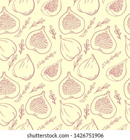 Hand Drawn Seamless Pattern With Figs