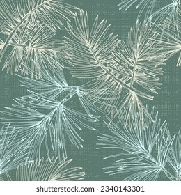 Hand drawn seamless pattern with fir branches and hanging decoration, great for christmas banners, wallpapers, wrapping, textiles - vector design