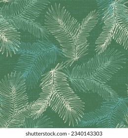 Handgezeichnet nahtloses Muster mit Tannenästen und hängender Dekoration, ideal für Weihnachtsbanner, Wallpaper, Umhüllung, Textilien - Vektordesign