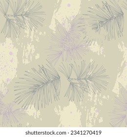 Hand drawn seamless pattern with fir branches and hanging decoration, great for christmas banners, wallpapers, wrapping, textiles - vector design
