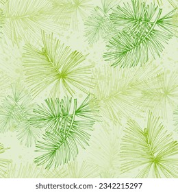 Hand drawn seamless pattern with fir branches and hanging decoration, great for christmas banners, wallpapers, wrapping, textiles - vector design