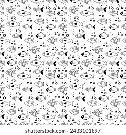 Hand Drawn Seamless Pattern Fish