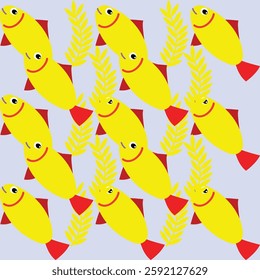 Hand drawn Seamless pattern with fishes  for kids digital textile fabric paper