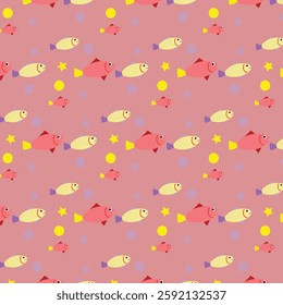 Hand drawn Seamless pattern with fishes  for kids digital textile fabric paper